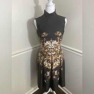 Antonio Melani Hudson Dress 2 NWT Black Ember Nugget Fit Flare Mock Neck $159
